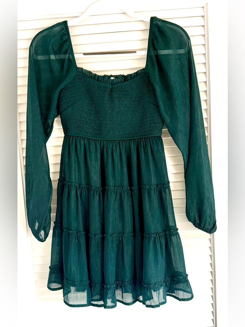 Altar’d State long sleeved Green Holiday Mini Dress